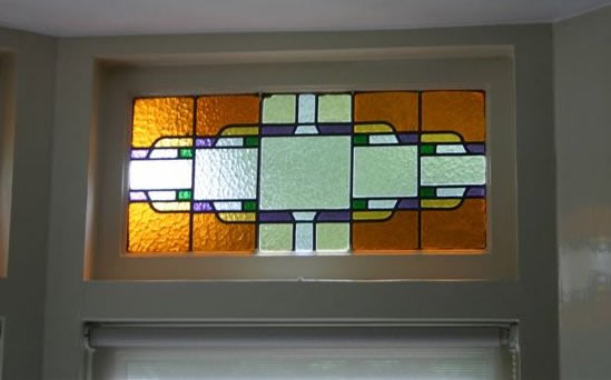 9 x enkel glas-in-lood in bovenlichten