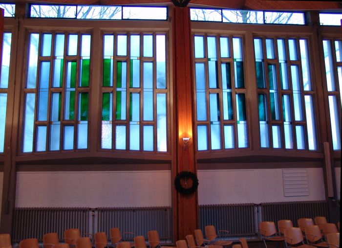 Noordgevel, glas in lood frontaal