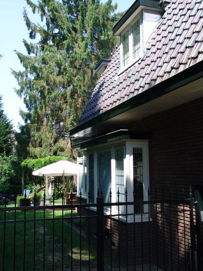 Glas in lood in zijgevel