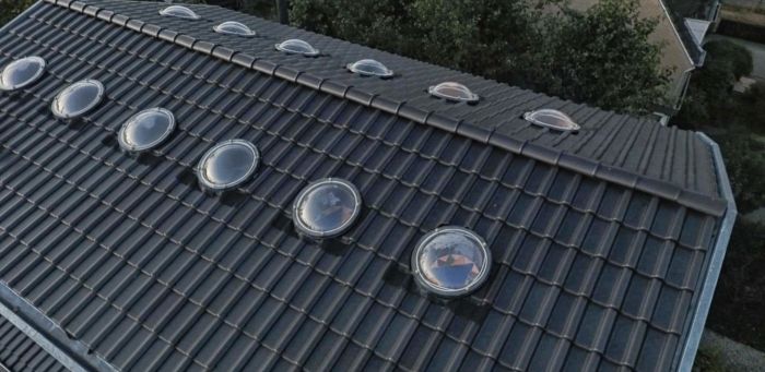 Glas in lood, bovenaanzicht bij dag