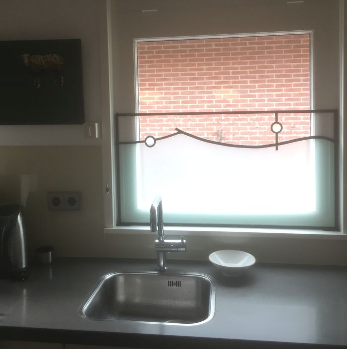 Moderne Bleiverglasung Aufh�nger mit Mattglas.