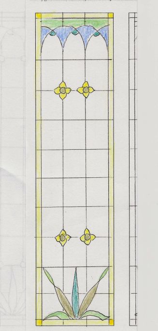 Oorspronkelijk glas in lood en kleurschets van AvD-Glas