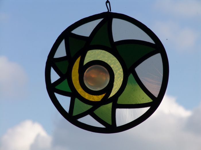 Glas in lood zon, ca. 20cm ⌀