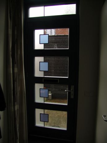 Modern glas in lood in voordeur door AvD-Glas, Odijk 2018