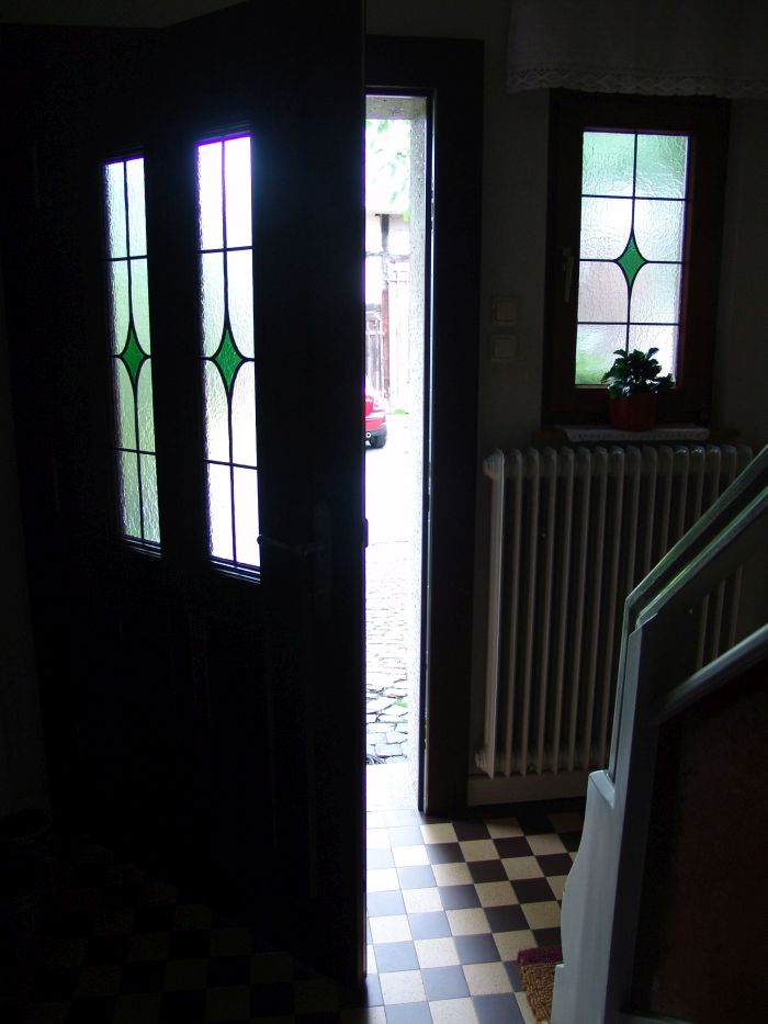 Traditioneel glas in lood in dubbelglas in voordeur