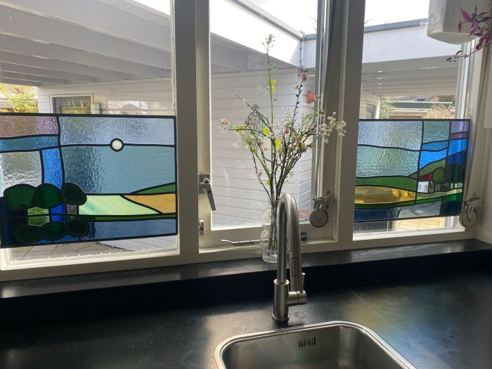 Glas in lood in de dagmaat geplaatst bij klant
