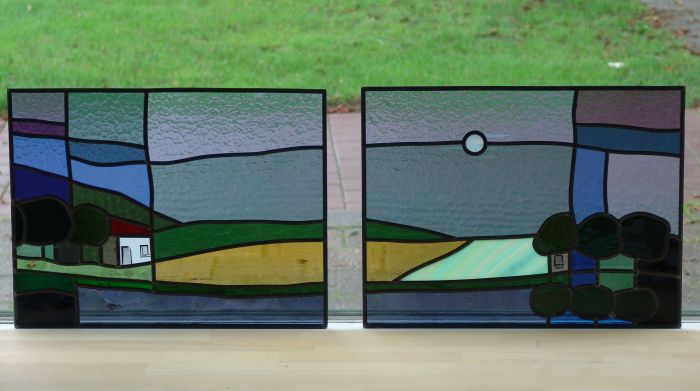 Glas in lood in de etalage van AvD-Glas