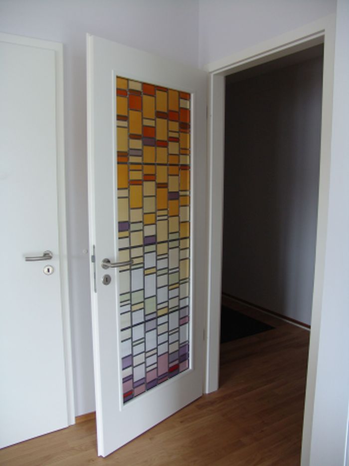 Glas in lood in kunststof tochtdeur