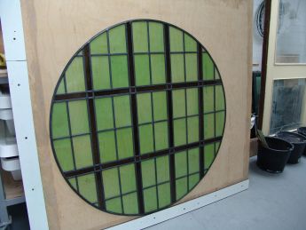 Nieuw glas in lood t.b.v. rond isolatieglas, , ca. 115cm �