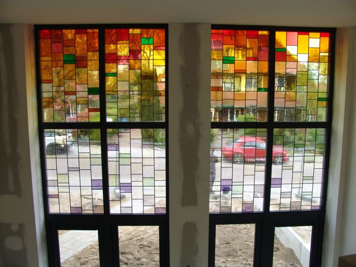 Glas in lood in isolatieglas, aanzicht van boven