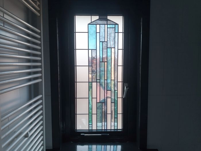Glas in lood in isolatieglas in badkamer