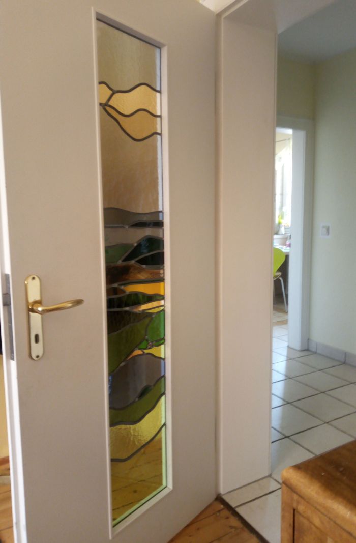 Glas in lood in binnendeur