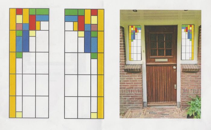 Ontwerp van klant voor glas in lood naast voordeur, Amersfoort 2025