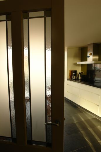 Modern glas in lood in keukendeur door AvD-Glas