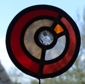 Glas in lood met rookkwarts of agaat