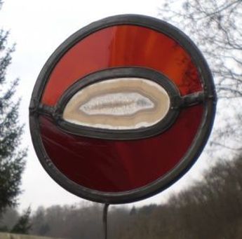 Glas in lood met rookkwarts of agaat