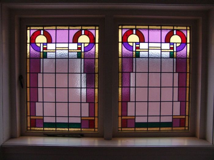 Glas in lood in isolerend dubbelglas, binnenaanzicht