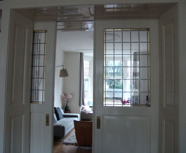 2 x enkel glas-in-lood in schuifdeuren
