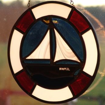 Bleiverglasung mit Segelboot, seitlich, 25cm �