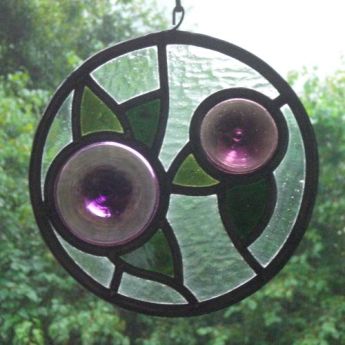 Bleiverglasung mit Butzen-Blumen, Koblenz 2013, 20cm �