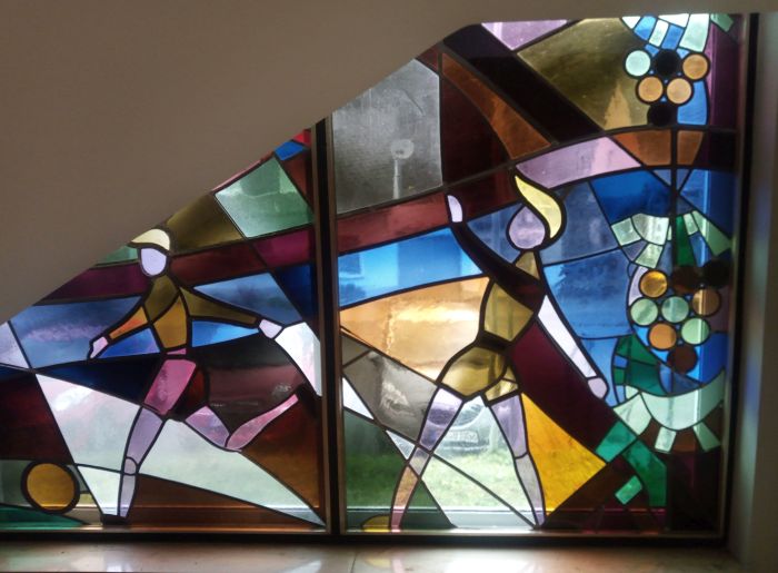 Hersteld glas in lood in trappenhuis van school, Burgen (D) 2025