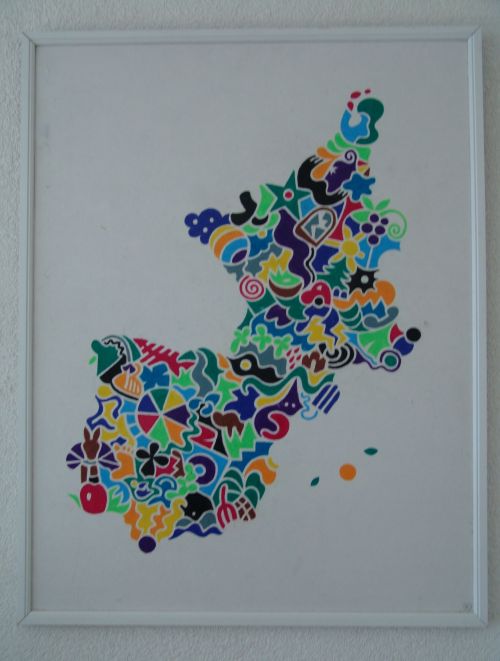 Europa, te voet van Nederland naar Madagaskar, vetkrijt, 50 x 75cm