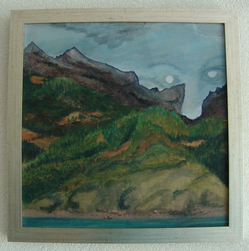 Landschap, zuid Frankrijk, gouache, 45 x 45cm