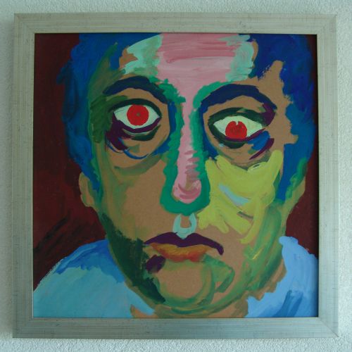 Gezichtsstudie, gouache, 45 x 45cm