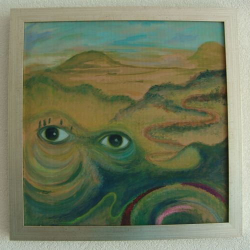 Landschap, Itali�, gouache, 45 x 45cm